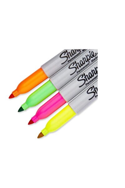 Sharpie قلم تحديد دائم ناعم مكون من 4 ألوان نيون