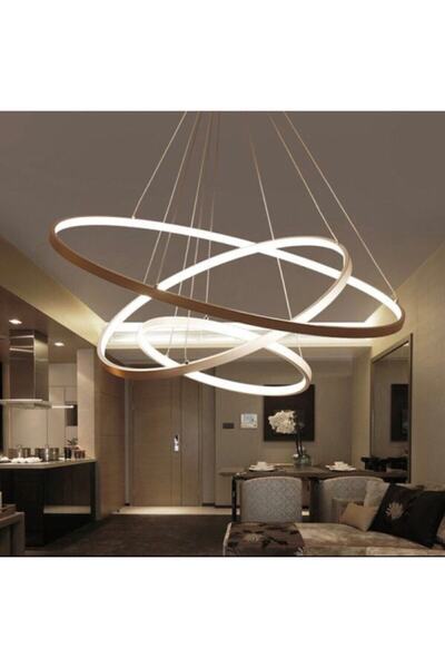 Genel Markalar Modern Led Dekoratif 3lü Halka Sarkıt Avize Beyaz 6500k Beyaz ...