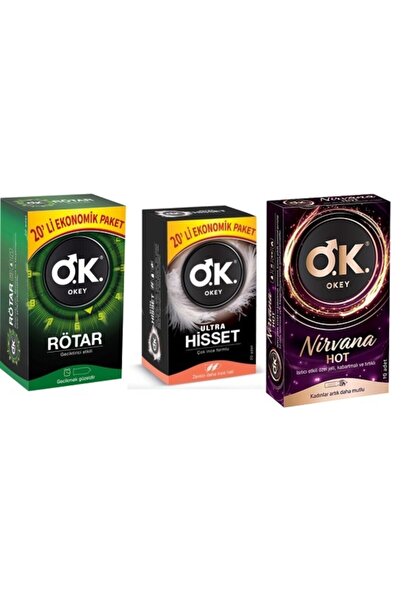Okey Rötar Ekonomik 20 Li Paket+ Nirvana Hot 10 Lu+ultra Hisset 20'li Prezerv...