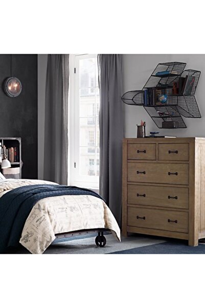 GO DEKOR Jet Uçak Modeli Metal Telli Grid Duvar Rafı - Siyah