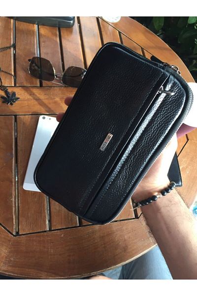DERKON Unisex Genuine Leather Hand-Hold Bag