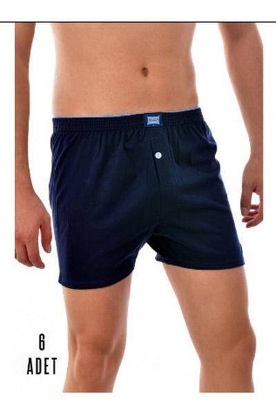 Tutku Men's Navy Blue Combed Cotton Buttoned Boxers 6 Pieces (All Sizes Same Price)