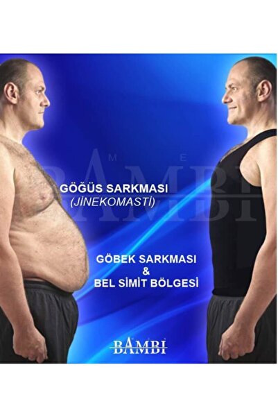 BAMBİKORSE 1 Beden Incelten Erkek Korseli Atlet Göbek Toparlayıcı Korse Siyah...
