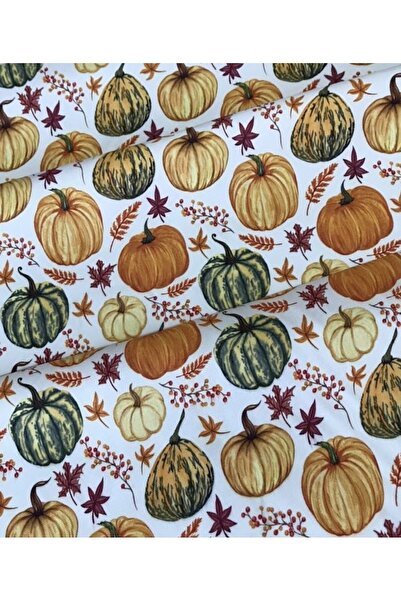 Genel Markalar Ekoseli Balkabağı Desenli Kumaş