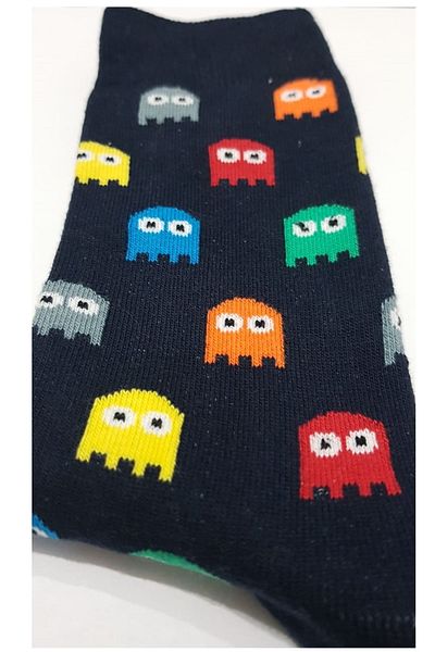 lovebox Men's Black Pacman Patterned Perfumed Cotton Socks