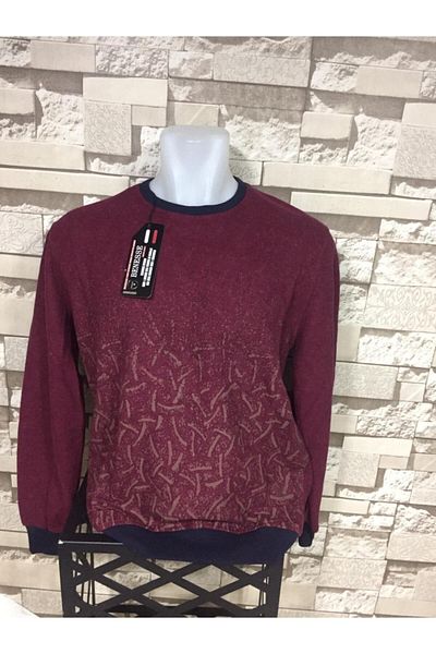 BENESSE Men's Burgundy Thessaloniki Crew Neck Sweater