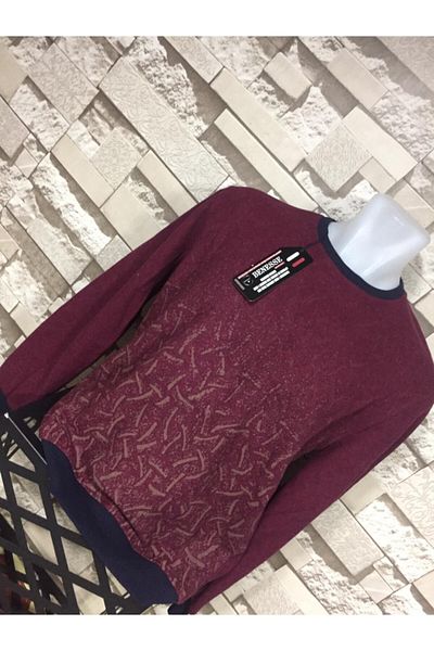 BENESSE Men's Burgundy Thessaloniki Crew Neck Sweater