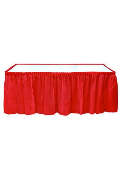 Roll-Up Red Plastic Table Skirt 75 X 4,26 cm