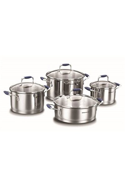 KORKMAZ 8 Parça Flora Mavi Çelik Tencere Takımı A1979-2