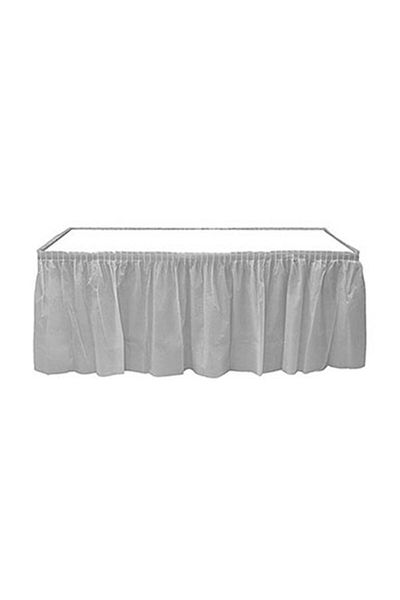 Roll-Up Silver Plastic Table Skirt 75 X 4,26 cm