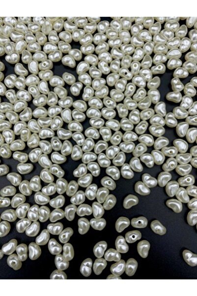 Hedef Bijuteri 50gr Formsuz Şekilsiz Krem Renk Plastik Lüks Inci Boncuk, Yamuk Inci (250 ADET)
