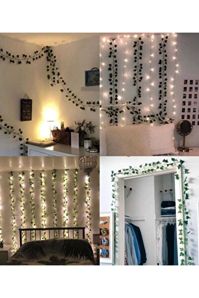 Genel Markalar Dekoratif Yeşil Yapraklı Yapay Sarmaşık 230 Cm 3 M Led