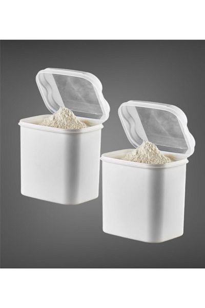 MRY HOME Vip Ahmet 4.5 Liter White Flour and Pulses Container - 2 Pieces