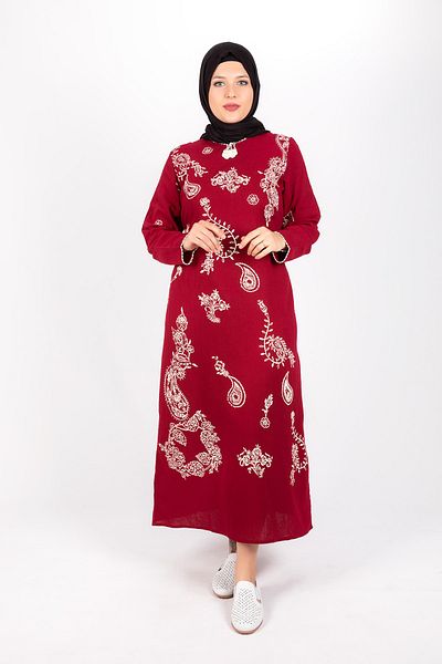 ÇIKRIKÇI TEKSTİL ŞİLE BEZİ Sile Cloth Printed Long Sleeve Dress
