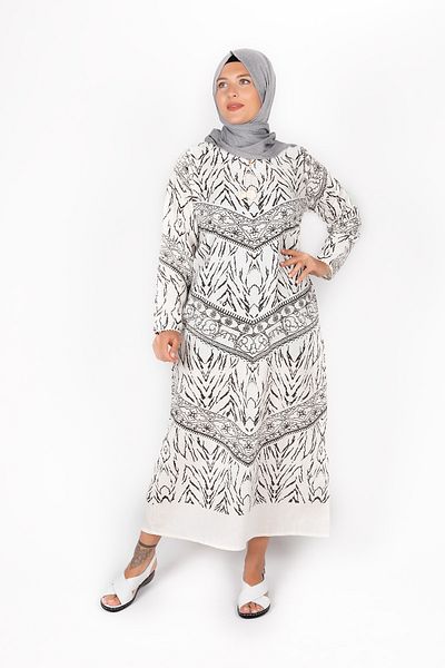 ÇIKRIKÇI TEKSTİL ŞİLE BEZİ Sile Cloth Printed Long Sleeve Dress