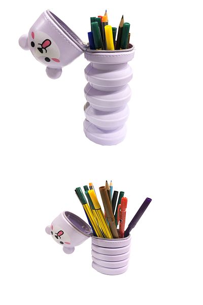 FLY COLOR Silicone Magnifying and Shrinkable Bellows Pencil Case Purple
