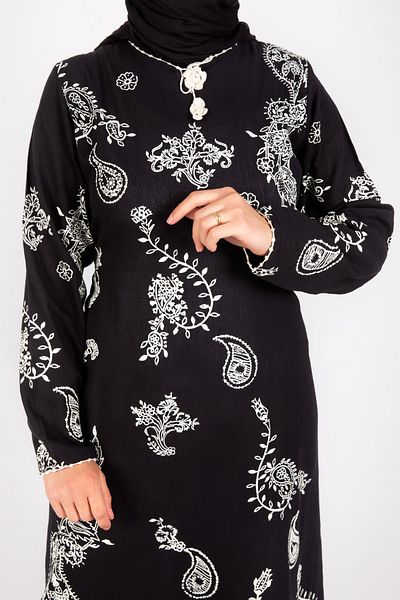 ÇIKRIKÇI TEKSTİL ŞİLE BEZİ Sile Cloth Printed Long Sleeve Dress