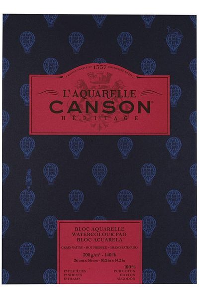Canson Heritage Hot Press Watercolor Block 300gr 26x36 cm 12 Sheets
