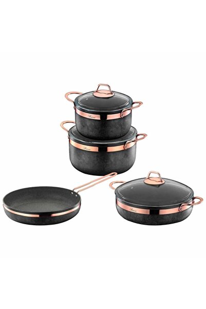 Brioni Royal Stone 7 Parça Antrasit&bakır Taş Granit Tencere Seti Rsa-11101