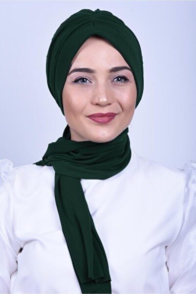 LADY SCARF غطاء رأس برباط بلون أخضر زمردي