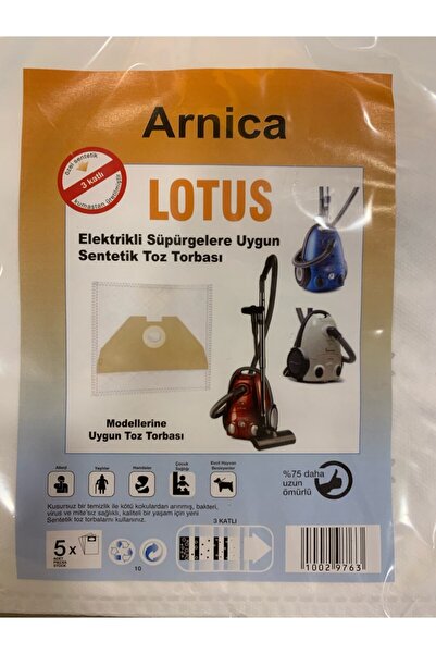 Arnica Lotus Elektrikli Süpürge Toz Torbası 3 Katlı Sentetik Özel Kumaş Yetki...