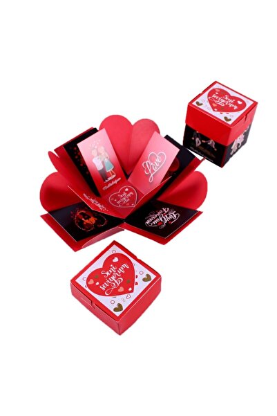 KAZIM ALIÇ Seni Seviyorum Mini Patlayan Kutu Kırmızı Patlayan Aşk Kutusu