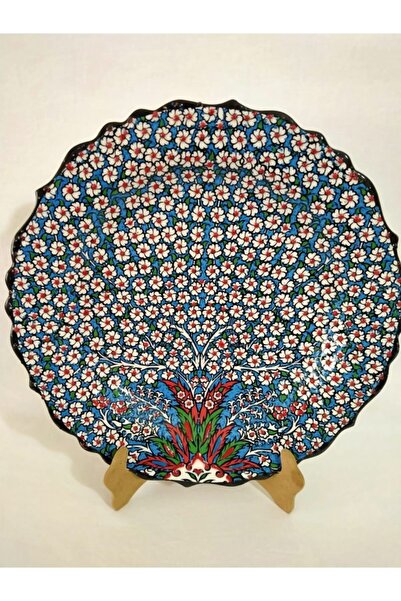 Sultan Çini -30 Cm Çini El Emeği Desenli 30 Cm Özel El Işi Teship Sanatı Duva...