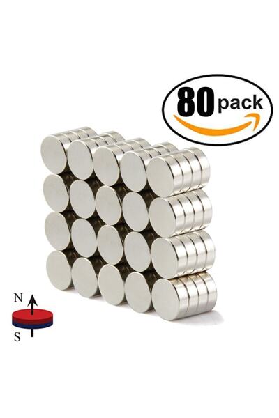 Dünya Magnet 80 Adet Çap 8mm X Kalınlık 2mm Yuvarlak Güçlü Neodyum Mıknatıs