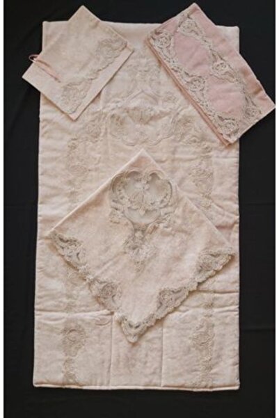 GUVENTEKSTIL Fransız Gipürlü Pudra Seccade Seti