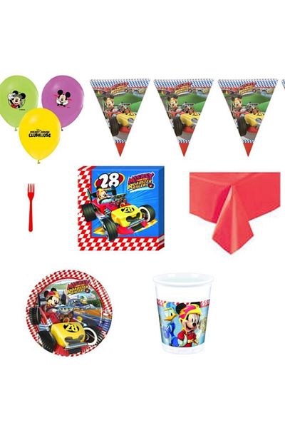Hayaller Dükkanı Mickey Roadster 8-Person Birthday Ornaments Sets Table Party Set