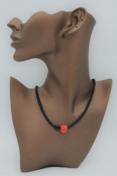 Stoneage Onyx and Coral Stone Healing Necklace