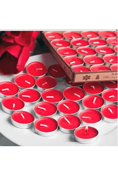 Genel Markalar Kırmızı Dekoratif Kokusuz Tealight Mum Tea Light Mum 50 Adet –...