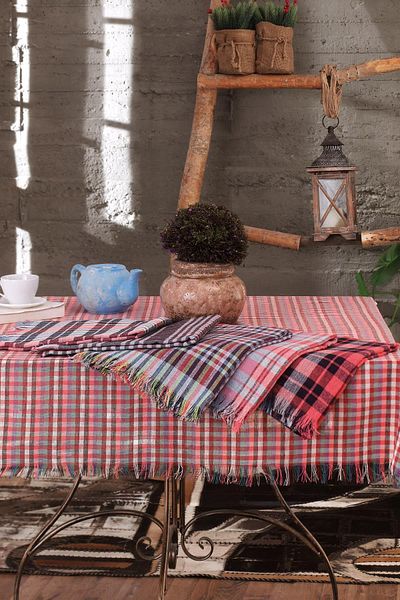 Fushia 3 Pieces Black Countertop Woven Authentic Tablecloth 140x140 cm
