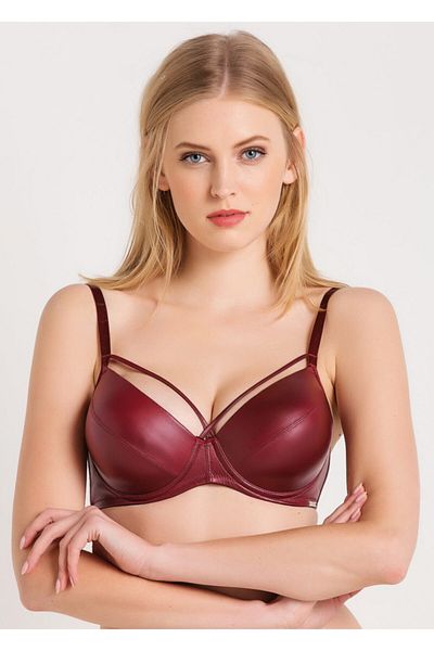 Magic Form 5059 Sutien push-up căptușit cu lichid din țesătură cu aspect de piele de culoare burgundă