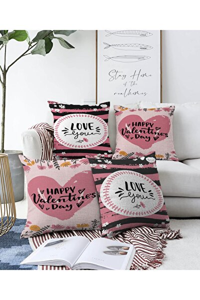Realhomes 4-dijelni set navlaka za jastuke za Valentinovo, dvostrani specijal...