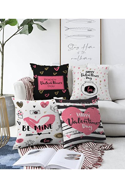 Realhomes 4-dijelni set navlaka za jastuke za Valentinovo, dvostrani specijal...