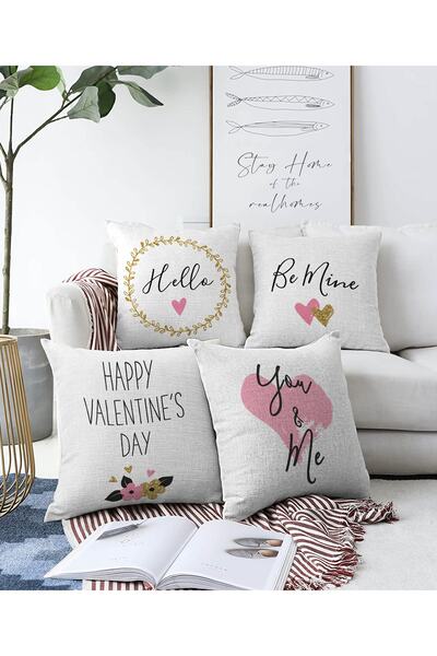Realhomes 4-dijelni set navlaka za jastuke za Valentinovo, dvostrani specijal...
