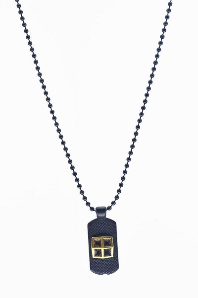 LABALABA Men's Black Oxide Plated Geometric Figure Necklace