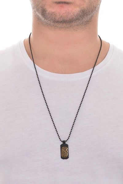 LABALABA Men's Black Oxide Plated Droplets Figured Necklace