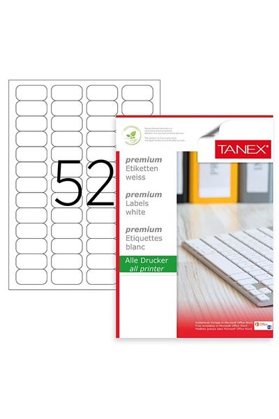 Tanex Premium 46,4x21,2 χιλιοστά. Αυτοκόλλητο λέιζερ Α4 100 τεμαχίων Tw-2052