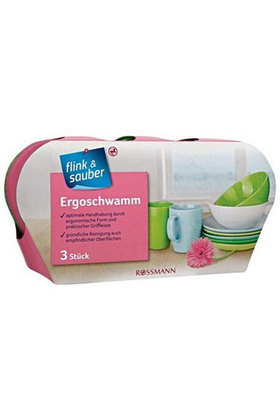 Flink Sauber F&S Ergonomic Rosalt Dish Sponge Set of 3