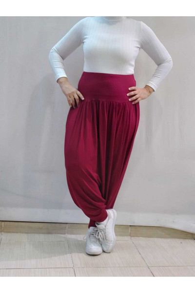 Mertcan Butik Burgundy Shalwar with Gathered Waist