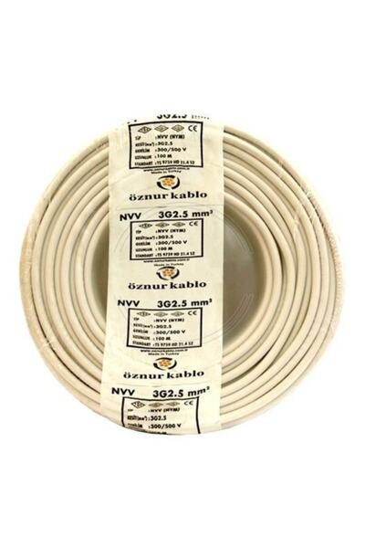 ÖZNUR 3 X 2,5 Antigron (NYM) Kablo - Tam Bakır - Beyaz - 100 Metre