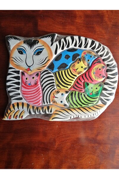 Butik Tülin Otantik El Yapımı Ahşap Kedi Pazıl