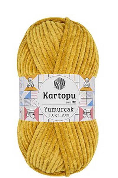 Kartopu Yumurcak Velvet Knitting Yarn Mustard Color K310 1 Piece