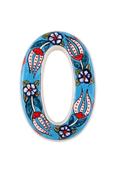 Yılmazel Numărul ușii din ceramică realizat manual, numerele ușii 0 albastru