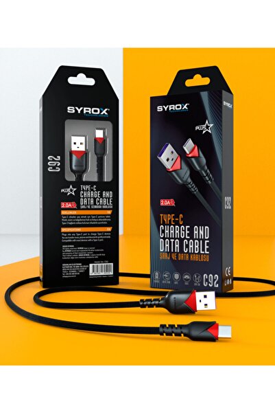 Syrox C92 Type-c Girişli 2.0a Hızlı Şarj Ve Data Kablosu C92 Suntechc92