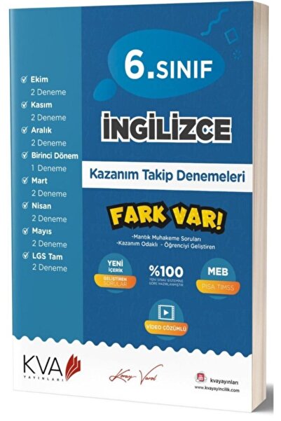 Koray Varol Yayınları 6. Sınıf Ingilizce Fark Var Kazanım Takip Denemeleri Ko...