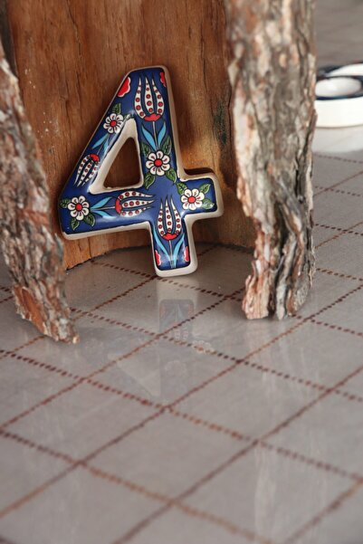 Yılmazel 3 Renk Seçenekli El Yapımı Seramik Kapı Numarası, Kapı Numaraları 4 Lacivert