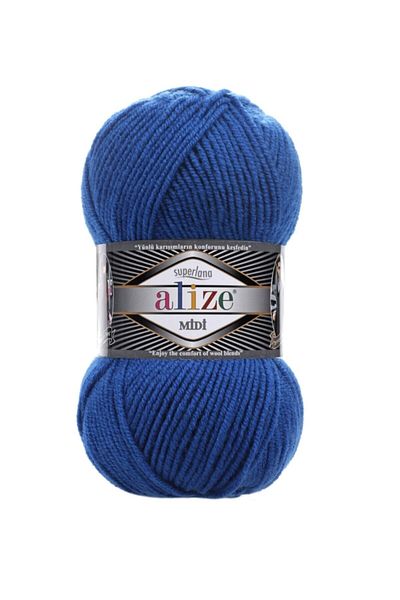 Alize 5 τεμάχια Süperlana Midi - Saks Blue 141 Πλεκτό με το χέρι Νήματα γιλέκο και ζακέτα Beanie πουλόβερ